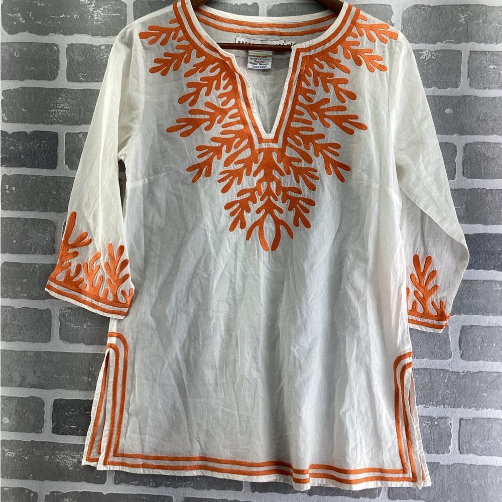 Gretchen Scott coral reef embroidery tunic size small
